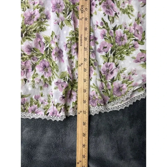 Torrid Blouse Floral Clip Dot Flutter Sleeve Babydoll Chiffon Lace Trim Size 1X - Picture 6 of 15